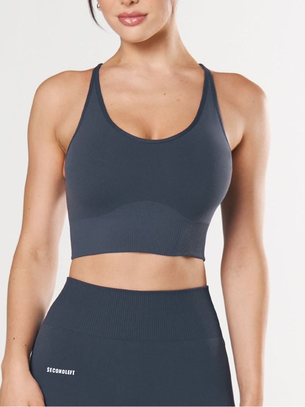 SECONDLEFT SEAMLESS STRAPPY CROP
BRA in Blueberry Size Small